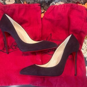 Christian Louboutin Plum/Dark Burgundy Suede Heels
